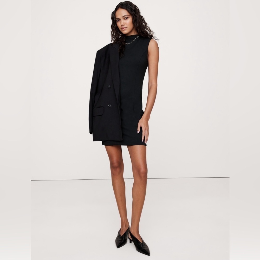 NWT! Banana Republic Black Lightweight Ponte Mini Dress -  604062 ⏱️